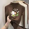 Y2347# Camisa de Manga Longa para Meninas Outono e Inverno Roupa Infantil Bebê Gola Redonda Veludo Crianças Pequenas e Grandes Camiseta Quente