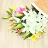 Lírio Simuladp Transfronteiriço 3 Cabeças Multi-Cabeças Atacado Display de Mesa Flor Decorativa Lírio Selvagem Simuladp Buquê de Casamento