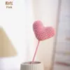 Rama de flor individual con forma de corazón tridimensional tejida a mano, arreglo de flores de escritorio tejido con hilo, decoración de regalo para el Día de San Valentín