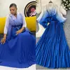 Traje Plisado Europeo y Americano para Mujer con Tirantes Cintura Ceñida Degradado Cardigan Plisado Superior Falda Plisada de Cintura Alta Conjunto de Dos Piezas