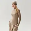 Qualidade de luxo! Suéter 100% cashmere para mulheres, com gola alta discreta, tricô canelado, corte justo e design liso, perfeito como peça base