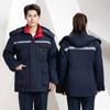 Chamarra de Algodón para Protección Laboral para Hombre, Abrigo de Ropa de Trabajo con Bordado Impreso, Resistente al Frío y Cálido, Mecánico de Fábrica, Franja Reflectante, Ropa de Trabajo Personalizada, Ropa de Invierno