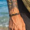 Pulsera Combinada de Piedra Volcánica Elástica de Nuevo Producto Transfronteriza Moda Retro Astilla de Madera Cáscara de Coco Pulseras Apilables para Hombres y Pulseras para Mujeres