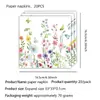 Mesa de Fiesta de Flores de Primavera Vajilla Platos de Cena de Flores Silvestres Vasos de Papel Desechables Servilletas Mantel de Mesa de Papel Banderines Fiesta de Cumpleaños Platos de Papel