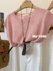 Sofisticação Cotidiana! Blusa de Tricô de Seda Gelada Lisa de Manga Meia-Manga com Gola Redonda para Mulheres Versátil