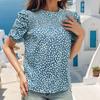 Estação Independente Amazon Comércio Exterior 2023 Verão Novo Moda Feminina Europeia e Americana Transfronteiriça Camisa Pulôver Estampa de Leopardo Mulheres