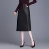 Falda de piel sintética, nueva colección otoño 2026 para mujer, de cintura alta, estilizada, con abertura, falda recta elegante y versátil