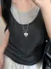 Corazón Frío Cae Tinta Puntos Corazón Collar Estilo Coreano Estilo Ins Exquisita Cadena para Suéter Lujo Ligero Sensación de Alta Gama Collar de Nicho