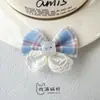 Tecido Xadrez Rosa e Azul com Renda, Botões, Laços de Tecido, Acessórios para Bolsa DIY, Sapato, Flor, Acessórios para Chapéu, Acessórios para Roupa