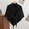 Bufanda de Punto Cruz de Mezcla de Lana de Color Sólido Versátil de Moda Calentador de Cuello Bufanda Cardigan Exterior