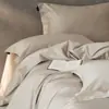 Juego de cuatro piezas de sábanas y funda de edredón de algodón de fibra larga 100% algodón, color sólido, juego de ropa de cama de alta gama, lujoso y elegante 4