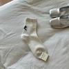 Calcetines Calcetines de algodón de media pantorrilla para mujer primavera y otoño Calcetines de rizo coreanos ins para mujer Lazo en el talón Medias blancas lindas