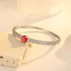 Pulsera Personalizada Exquisita de Diamantes Completos y Aguamarina para Mujer, Pulsera de Zirconio Cuadrado de Corindón Rojo de Lujo Ligero Regalo Joyería Hecha a Mano Fábrica Zhongxing