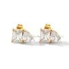Pendientes de Botón Cuadrados Versátiles de Alta Gama con Circonita en Forma de Gota de Agua Bestseller Transfronterizo Sentido de Diseño de Nicho Joyería para Mujer al por Mayor
