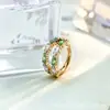 Aretes de anillo brillantes de doble capa con corte marquise de aleación de titanio F136 en dorado, Aretes para piercing labial de titanio G23 con rosca interna y circonita