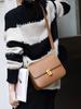 Bolso Bolso de Mujer Nuevo Primavera y Verano Cuero Vacuno Hombro Bolso Tofu Hebilla de Bloqueo de Alta Gama Cruzado Cuero Axilar Bolso Cuadrado Pequeño