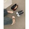 Sapatos de Salto Femininos Delicados Estilo Francês com Uma Tira, Bico Redondo Costurado, Sapatos Meia-Pata Mary Jane com Salto Interno para Aumentar a Altura, Sapatos de Salto Único Rosa para Mulheres