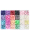Conjunto de miçangas de vidro, miçangas de cor sólida na cor macaron, caixa de armazenamento, suprimentos para fazer pulseira e colar DIY
