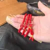 Transmisión en vivo de producto: Pulsera de cinabrio de tres círculos para mujer, Pixiu de cinabrio rojo, adecuada para el año del zodiaco, envío directo de fábrica