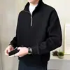 Moletom com Meio Zíper Masculino Primavera e Outono 2024 Novo Pulôver Engrossado Gola Casual Top Masculino Outono e Inverno