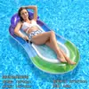 Plataforma flotante inflable de malla de color degradado, PVC con almohada, tumbona acuática, flotador de piscina para adultos, cama flotante para juegos acuáticos