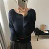 Suéter de Punto Hueco de Capas Perezosas con Mangas Largas para Mujer 2026 Otoño Nuevo Estilo Holgado Adelgazante Capa Interior Ropa Exterior Suéter Top