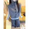 Suéter sem mangas de tricô com tranças e gola alta, reversível, novo estilo Outono/Inverno 2025 para mulheres, suéter colete de abotoamento simples, estilo coreano