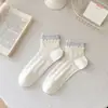Calcetines de Fibra de Bambú para Mujer, Estilo Delgado de Primavera y Verano, Calcetines Cortos con Volantes, Calcetines Versátiles al por Mayor para Niñas Lolita Lindas