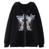Sudadera con Capucha Gótica Harajuku Diablo Y2K Calavera Esqueleto Europea y Americana para Hombre y Mujer Sudadera con Cremallera Talla Grande