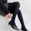 Leggings Térmicos Otoño Invierno Efecto Pierna Desnuda Calientes Leggings de Canalé Medias Blancas Gruesas para Mujer Lunares Estilo Miu Calcetines de Abrigo para Mujer