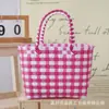 Bolsa Cesta de Legumes Desenho Animado Fofa, Bolsa de Compras Grande Colorida Trançada, Bolsa de Mão Plástica Versátil para Mulheres