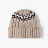 Gorro de Punto Grueso Cálido Jacquard Color Bloqueado para Mujer, Sombrero de Lana Versátil Casual para Exteriores, Gorro de Punto para Viajar
