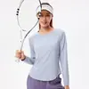 Tops Esportivos Respiráveis de Primavera para Mulheres, Roupas Profissionais de Secagem Rápida para Treinamento Fitness e Corrida, Roupas de Yoga Soltas Emagrecedoras de Manga Longa