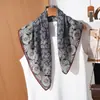 Bufanda de Seda de Dos Tonos con Patrón de Espiga de Doble Cara Estilo Francés para Mujer, Pañuelo Cuadrado de Alta Gama, Versátil para el Trabajo, Bufanda Decorativa para el Cuello, Bufanda para Mujer