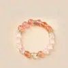 Pulseira de Cristal Rosa Cristal de Morango Natural Flor de Pessegueiro Amor Flor de Pessegueiro Novo Estilo Chinês Feminino Pedra do Amor Água Branca