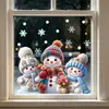 BRUP Gorro de Tricô Desenho Animado Boneco de Neve Adesivo de Janela Três Bonecos de Neve Fofos Adesivo de Decoração de Inverno de Natal BR2374C