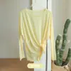 Top esportivo feminino de corte solto, único e bonito, camiseta de manga longa para yoga, cobertura esportiva para fitness, corrida, Pilates