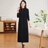 Vestido de Punto para Mujer 2025 Nuevo Otoño e Invierno Holgado Adelgazante Hasta la Rodilla de Longitud Media Vestido Suéter Básico para Madre