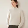 Suéter de Cashmere Grosso Macio com Gola Alta Meia-Estação Outono/Inverno para Mulheres, Cor Sólida Solto Simples Emagrecedor Tricô Base