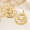 Pendientes Exagerados con Estampado Doble Anillo de Moda Caliente Transfronterizos para Fiesta de Mujer