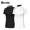 MO EYES camiseta de golfe de manga curta com olho mágico para mulheres, respirável, com furos, gola alta, zíper, roupas esportivas, simples, versátil