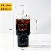 Taza Rompehielos de Vidrio de Borosilicato Alto con Asa Taza con Popote Gran Capacidad Alto Valor para Chicas con Tapa Taza de Café para Oficina
