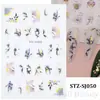 Adesivos de unha flor de pessegueiro novos transfronteiriços, adesivos de unha iridescentes de folha de bordo de outono 3D, atacado