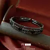 Pulseira Elástica Aberta com Pérolas Incrustadas de Diamante Multicamadas Transfronteiriça, Design de Nicho de Luxo Leve, Pulseira Vintage, Joia de Mão Exquisita e Fashion