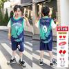 Ropa de baloncesto para niños, camiseta de manga corta para niños, ropa de entrenamiento deportiva de secado rápido para competición de jardín de infancia de verano para mujeres, ropa estampada