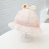 Chapéu de Pescador de Renda Fino de Verão para Meninas com Laço e Acabamento em Renda, Chapéu de Sol Doce e Estiloso para Bebês e Crianças Pequenas