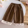 Pantalones Casuales Elegantes para Niñas 26 Primavera y Otoño Nueva Moda Sueltos Versátiles para Bebés Algodón Estilo Coreano Pantalones Rectos
