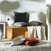 Cojín decorativo estilo nórdico para sofá, funda de almohada de lino con tejido cruzado, ambiente otoñal, diseño con puntada en el borde, simple y fácil de combinar, soporte lumbar