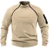 Fabricante Transfronterizo Europeo y Americano Sudadera de Cuello Alto para Hombre Primavera y Otoño Holgada Color Sólido Exterior Cálida y Transpirable Tops Tácticos Venta al por Mayor
