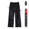 Calça de Moletom Feminina de Verão Fina Estilo Americano 2026 Nova Cintura Alta Perna Larga Emagrecedora Cordão Laço Calça Cargo
